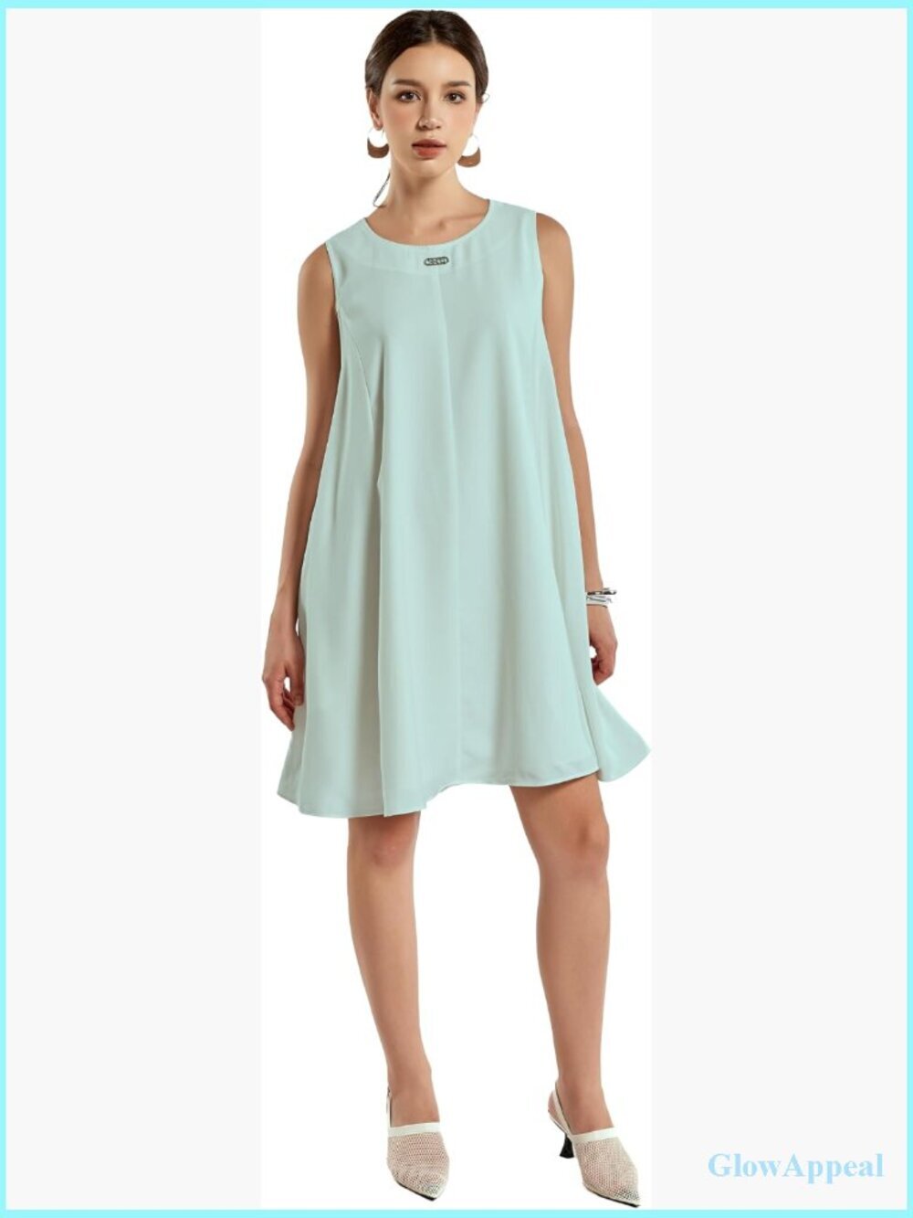 Elegant Women's Casual Dress, Soft Polyester, A-Line, Sleeveless, Mini, Solid